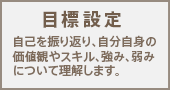 目標設定 自己を振り返り、自分自身の価値観やスキル、強み、弱みについて理解します。